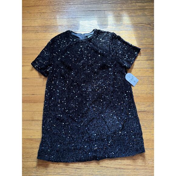 Arula Dress Womens 1X Black Sequin Short Sleeve Party Shift Mini Sparkle New - Picture 2 of 6